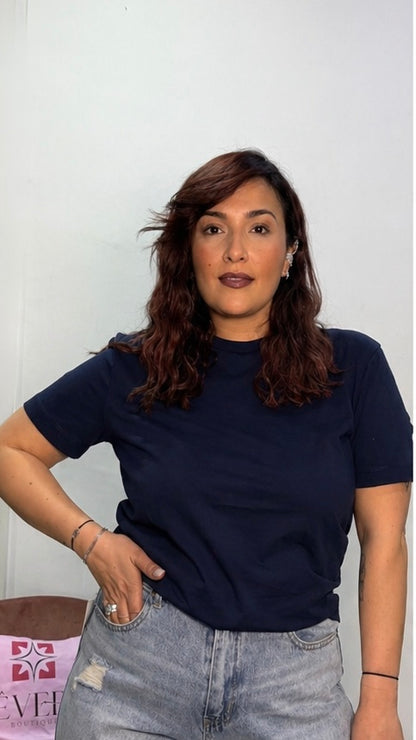 T-Shirt Essenzial Blu mezza manica By Lumina L8869