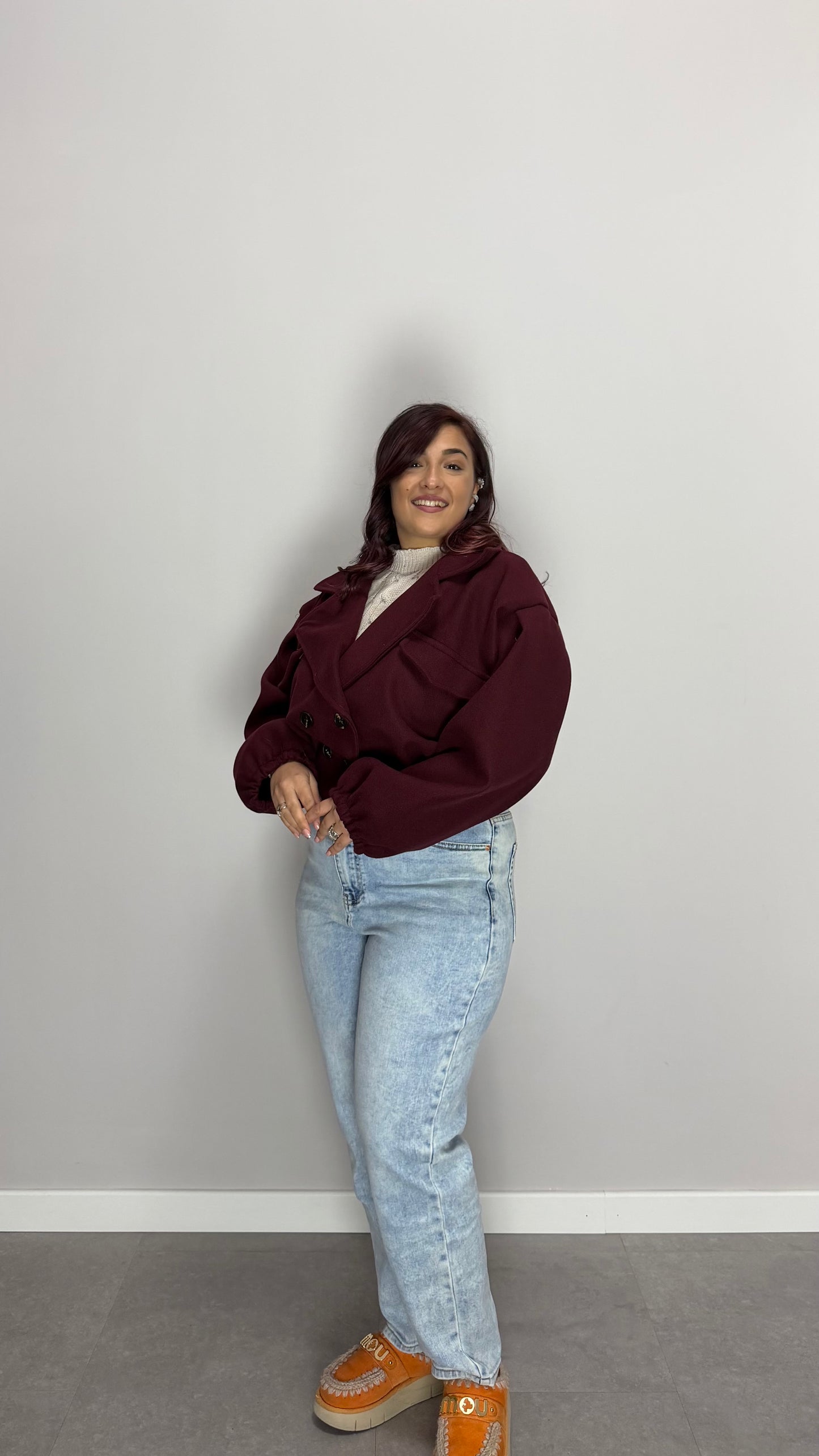 Giacca Spencer Crop Bordeaux NF9248