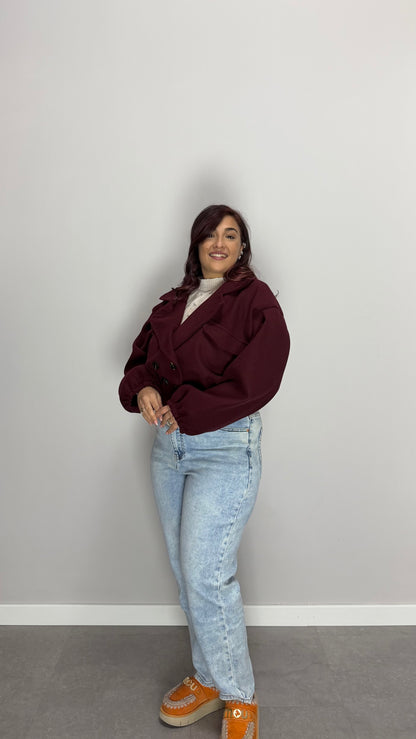 Giacca Spencer Crop Bordeaux NF9248