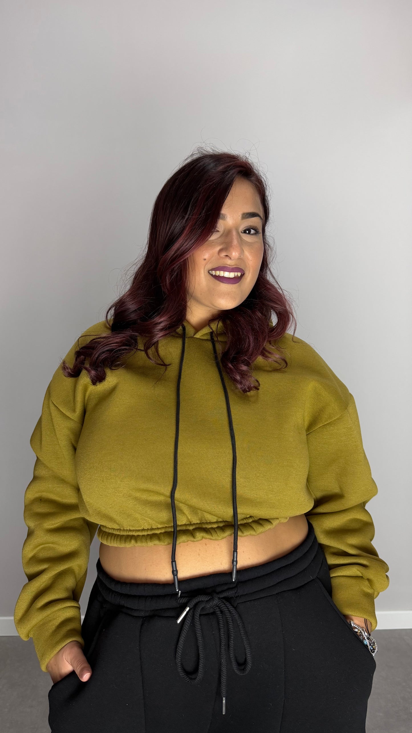 Felpa Mini Hood Felpata con Cappuccio Senape FM44