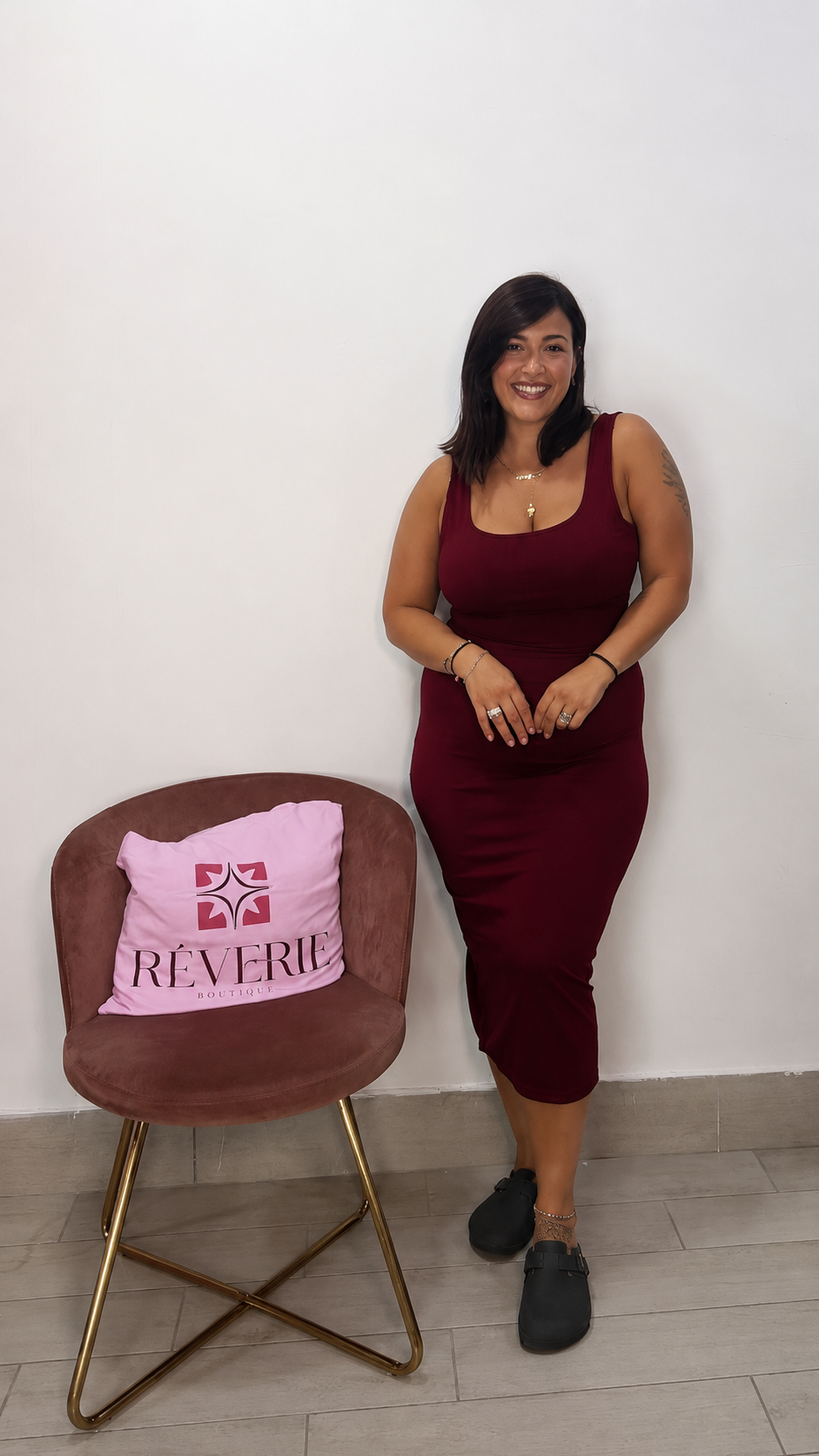 Dress Vitty Bordeaux a costine in tessuto DV4