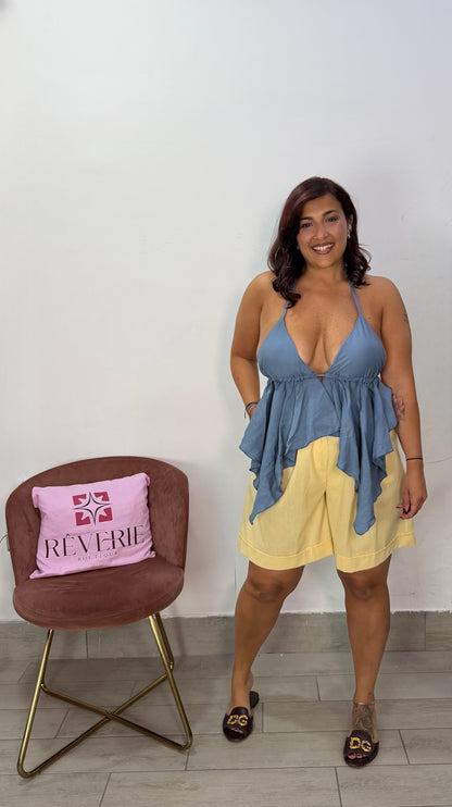 Bermuda Sara Giallo In Lino 5738