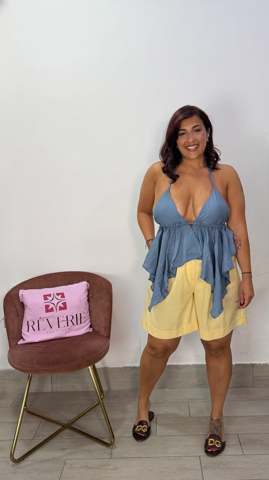 Bermuda Sara Giallo In Lino 5738
