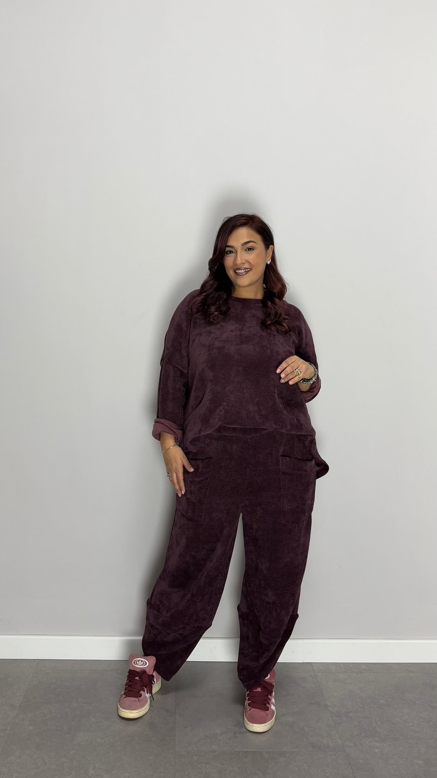 Coordinato Tuta Homey in Velluto Bordeaux 6171