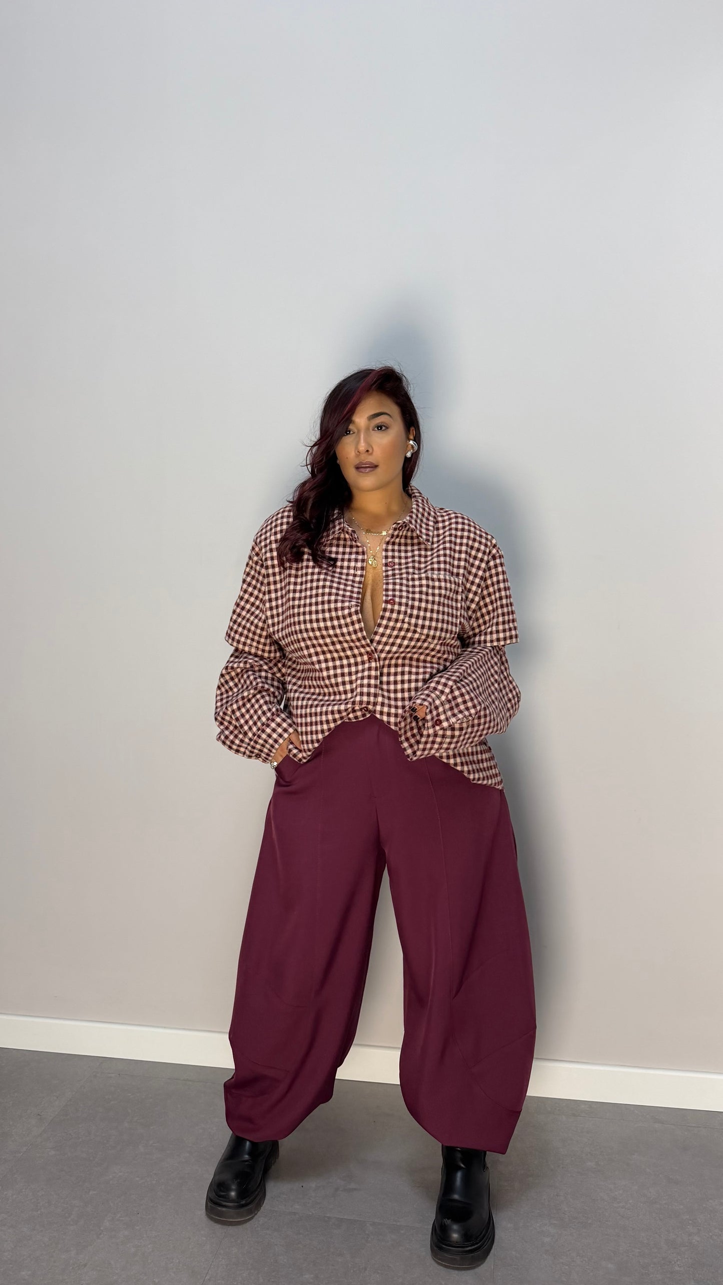 Camicia Selvaggia in Flanella Bordeaux 2640