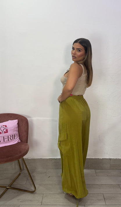 Pantalone Twin Cargo Verde acido 11683