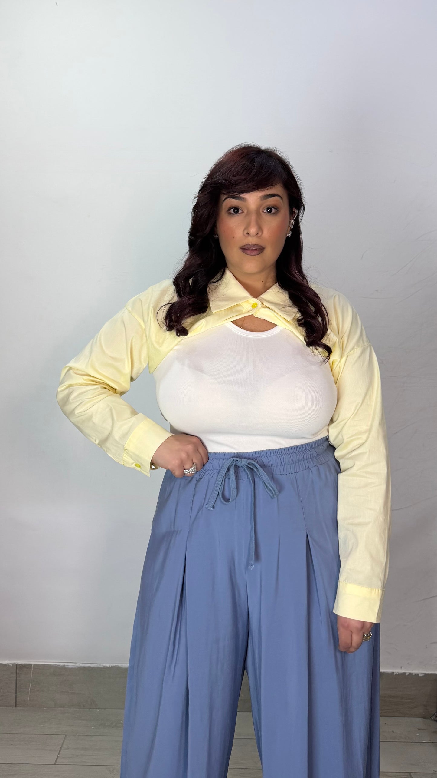 Top Nerea Giallo canotta con sovracamicia 60962