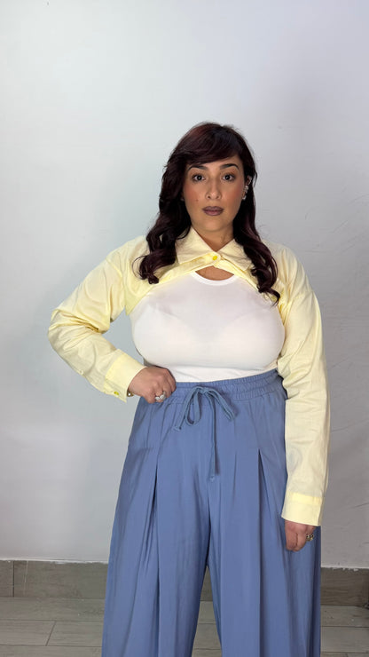 Top Nerea Giallo canotta con sovracamicia 60962