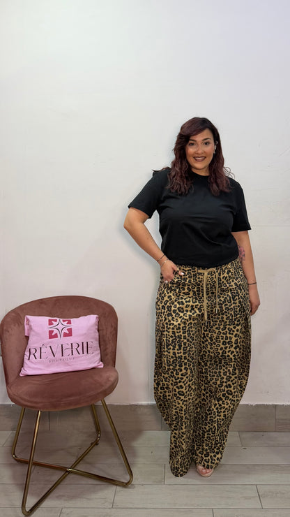 Pantalone Naomi Leopardato con culisse by Monique MQ19327
