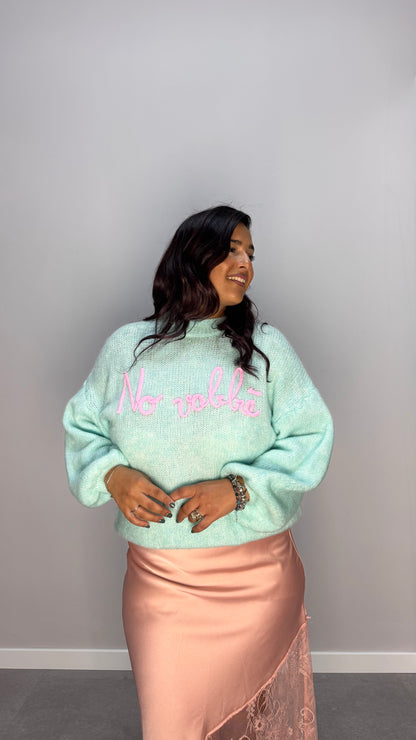 Maglione No Vabbè  Verde Acqua DS2702