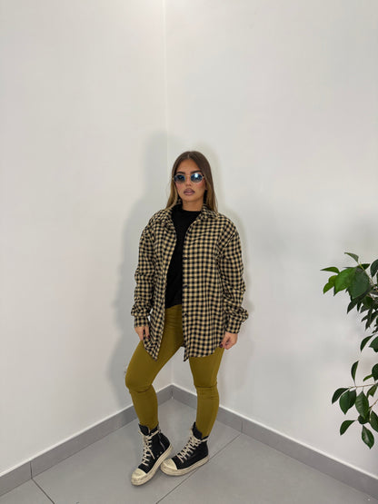 Camicia Nora Senape a Quadri in Cotone CN44