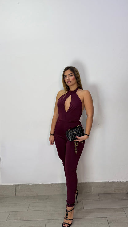 Jumpsuit Eva Bordeaux in lycra 18420