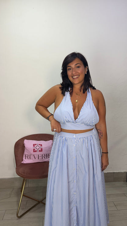 Coordinato Coco a righe Azzurro 44C
