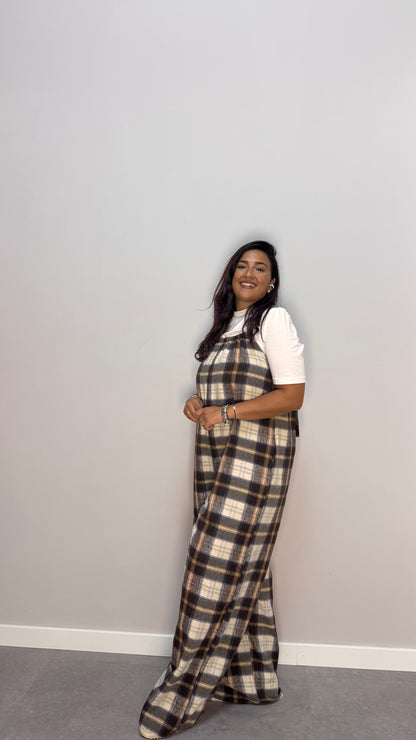 Salopette in Flanella Checkland Marrone 25696