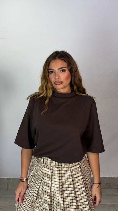 T-Shirt Power Tee Mezza Manica con spalline Marrone 5571