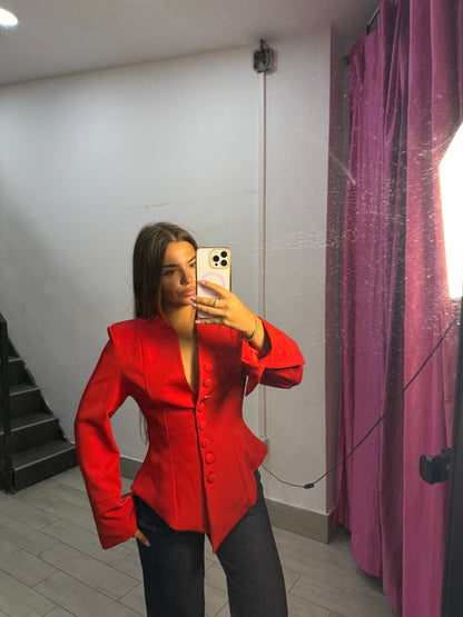 giacca con bottoni rossa 6827