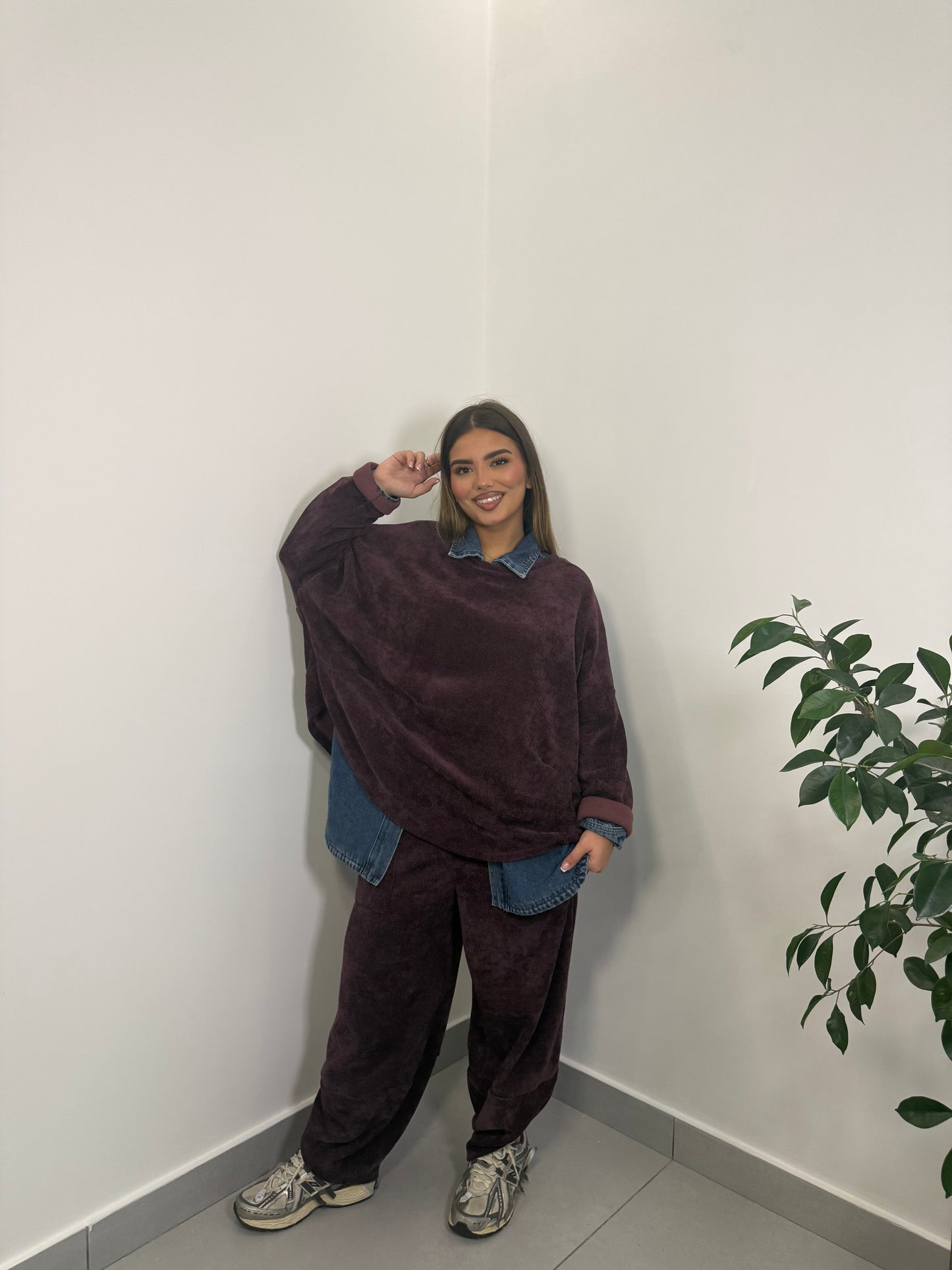 Coordinato Tuta Homey in Velluto Bordeaux 6171