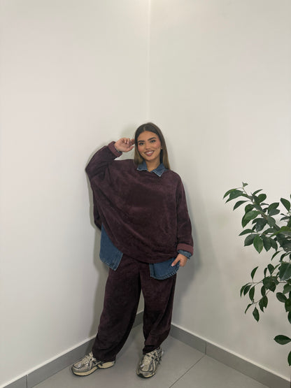 Coordinato Tuta Homey in Velluto Bordeaux 6171