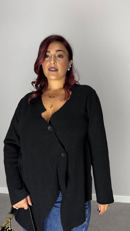 Pull CrossCardi Nero in lana rasata G168