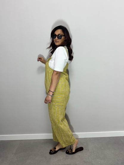 Salopette righe gialla