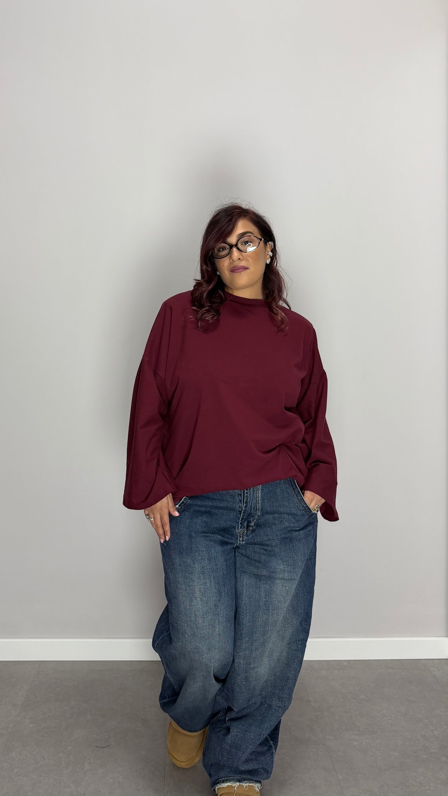 T-Shirt Silhouette con spalline bordeaux TS44