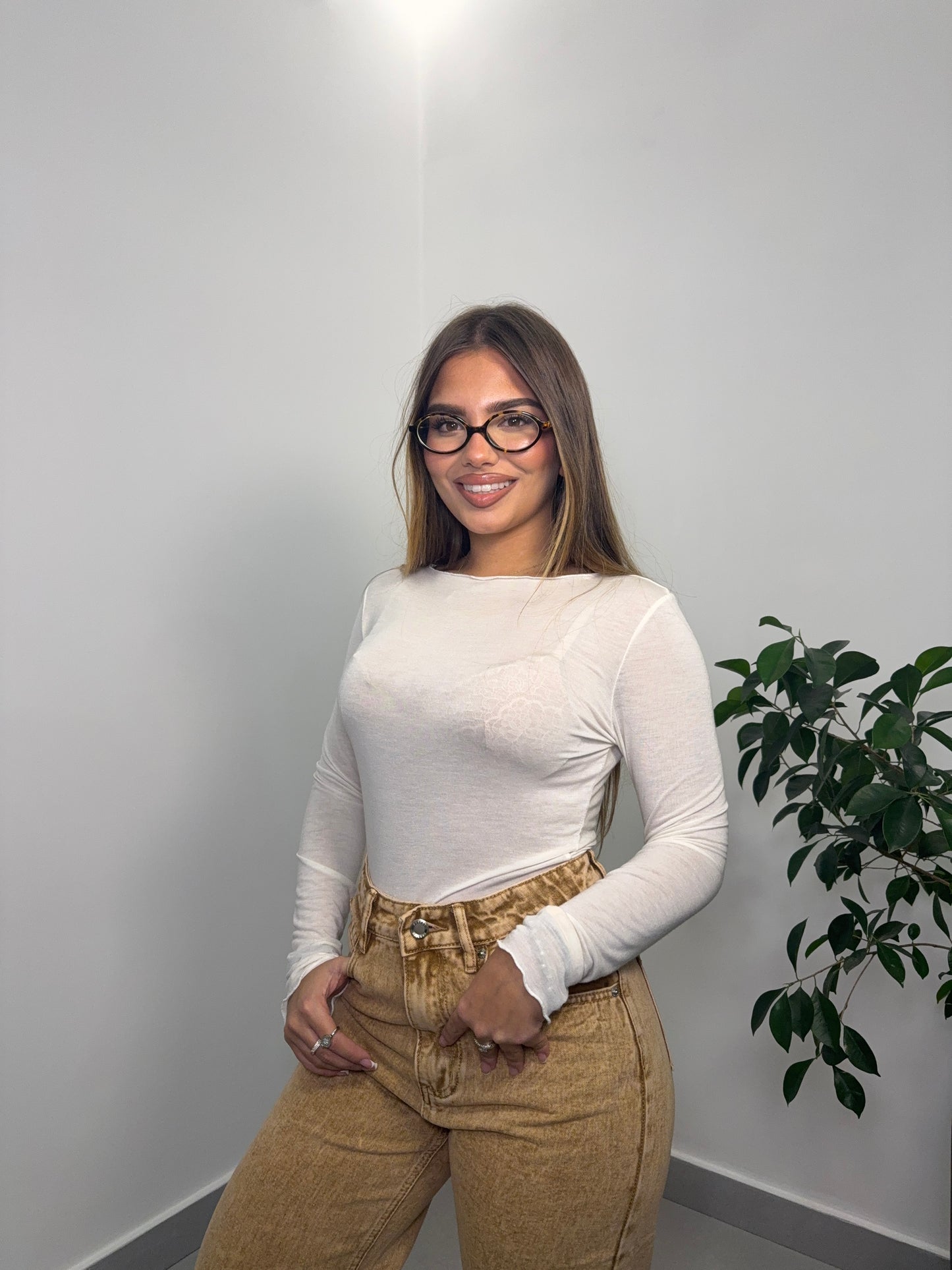 Shirt Velatissime scollo a barca Bianca 37981