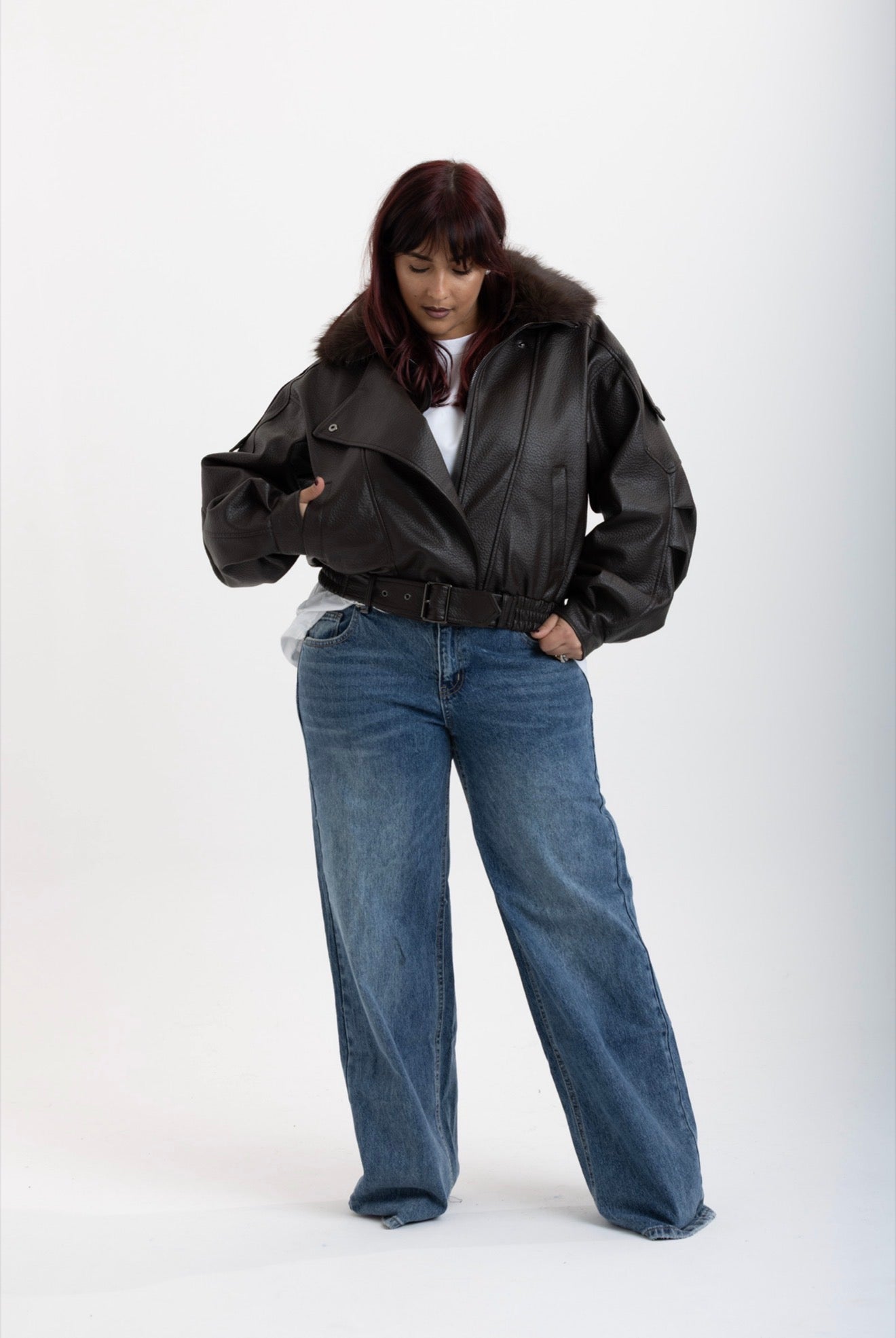 Giacca BikerBrown con pelliccia 2904