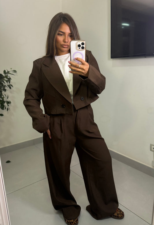 Tailleur Cropped Marrone MLB10116