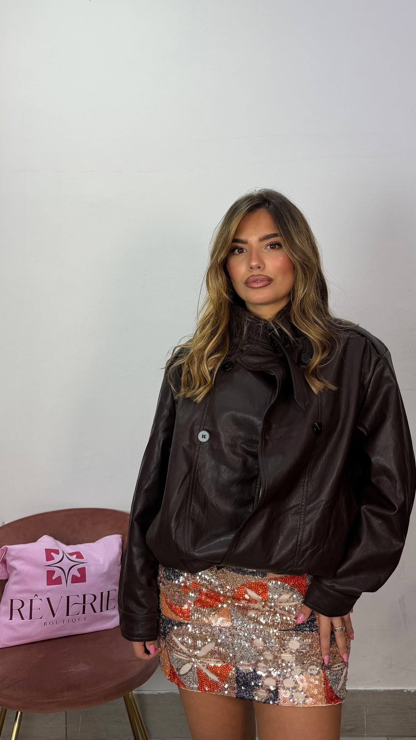 Giacca Biker Shira Marrone 3598