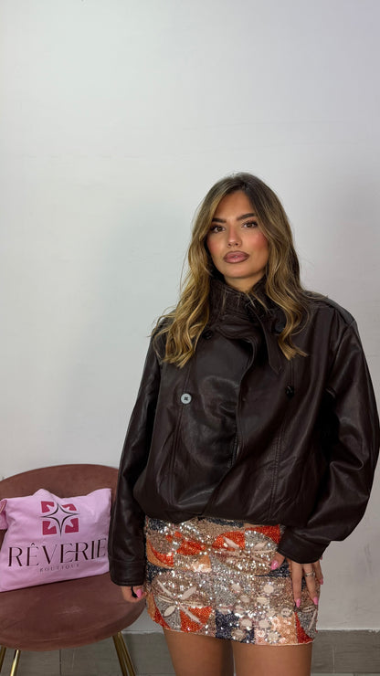 Giacca Biker Shira Marrone 3598