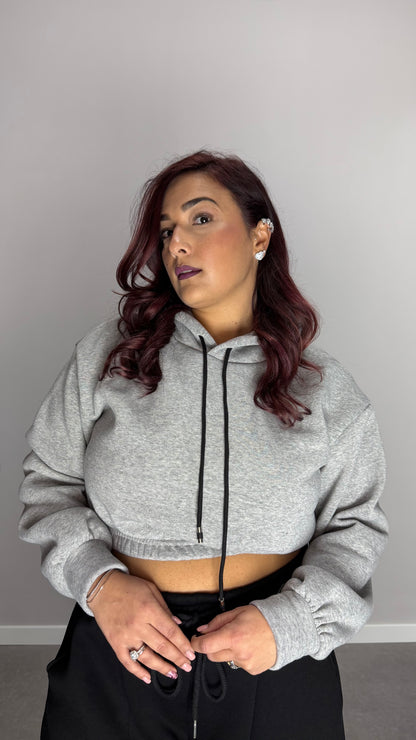 Felpa Mini Hood Felpata con Cappuccio Grigia FM44