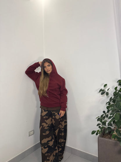 Felpa warmly Bordeaux Felpata con cappuccio FD38061