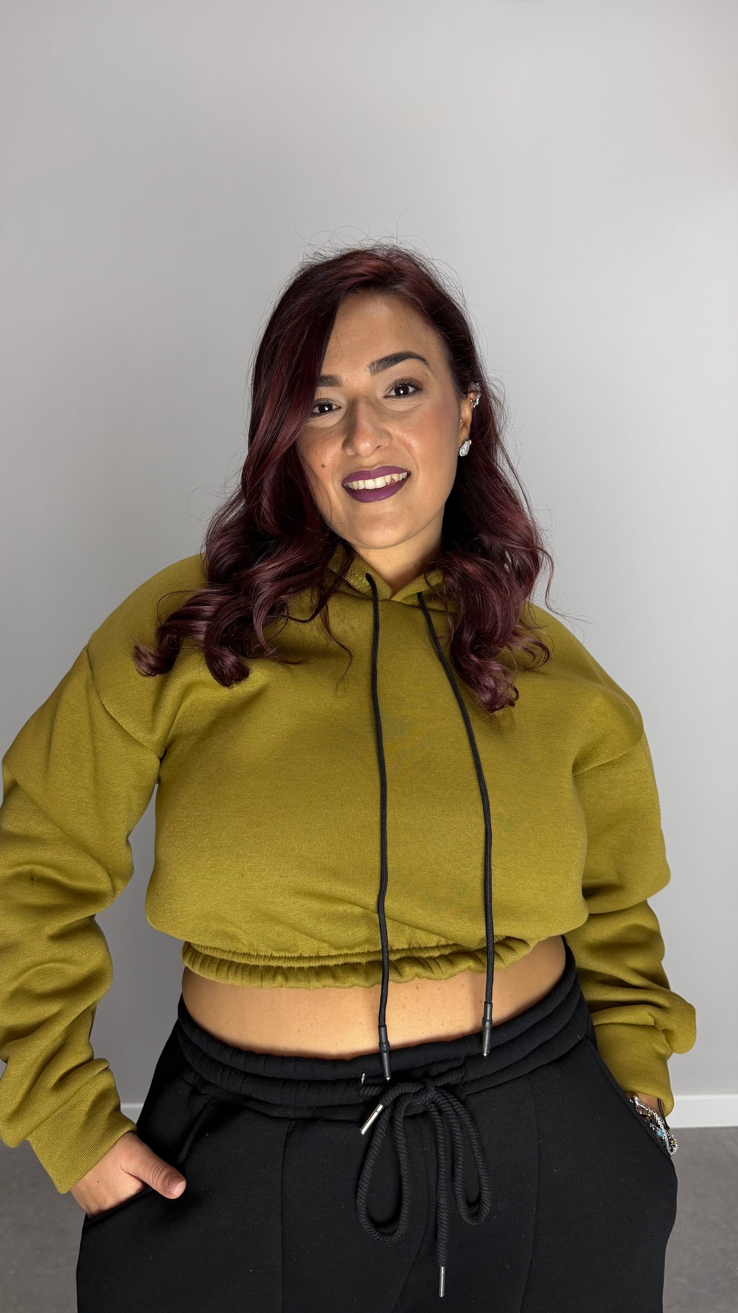 Felpa Mini Hood Felpata con Cappuccio Senape FM44