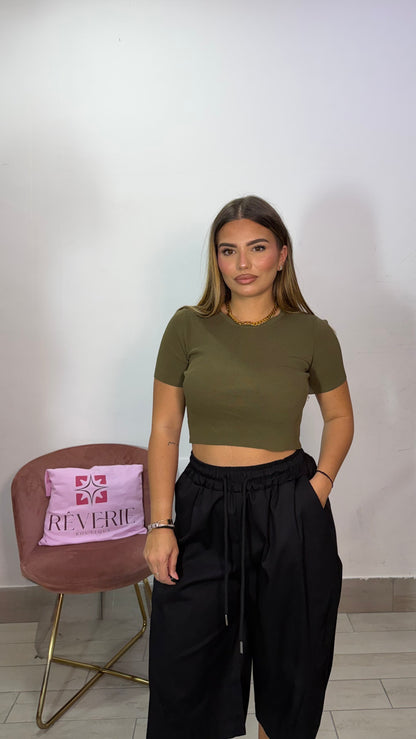 Maglia Marea Verde Crop scollo Rotondo 804