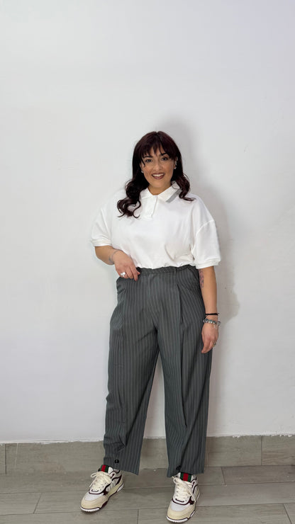 Pantalone Tailor a righe di gesso Grigio W5967