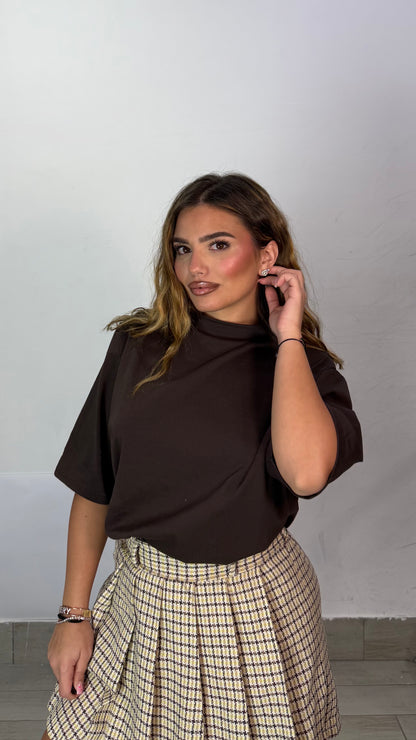 T-Shirt Power Tee Mezza Manica con spalline Marrone 5571