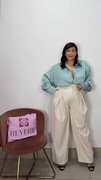 Pantalone Madison Panna con pinces M16090