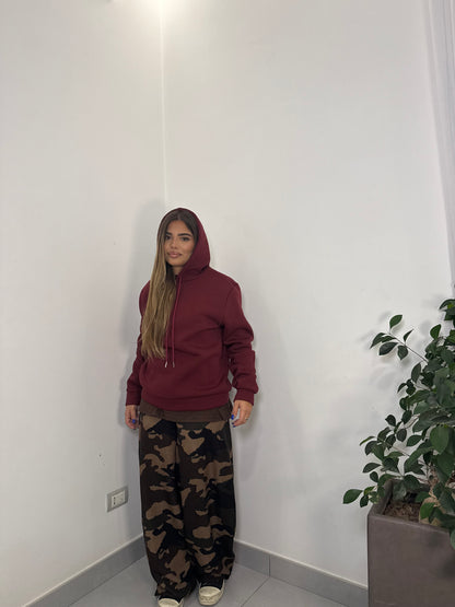 Felpa warmly Bordeaux Felpata con cappuccio FD38061