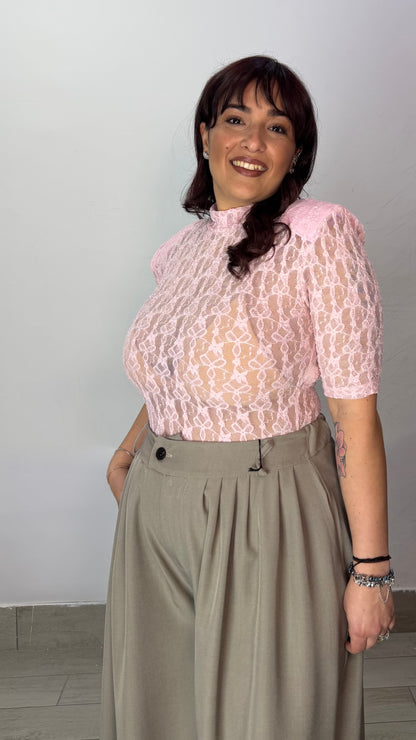 Body Peonia con spalline Rosa mezza manica 16621