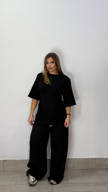 Pantalone Robbie Nero con cintura FO14