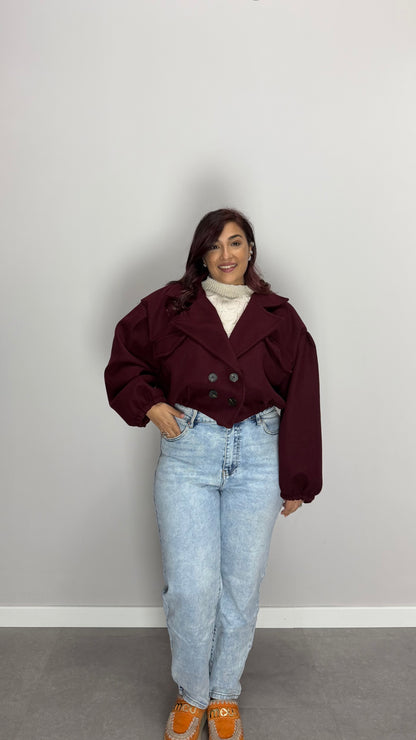 Giacca Spencer Crop Bordeaux NF9248
