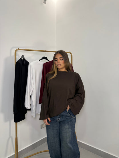 T-Shirt Silhouette con spalline Marrone TS44