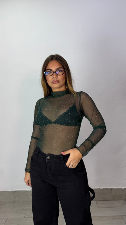 Body Filmy Con strass Verde BFS4