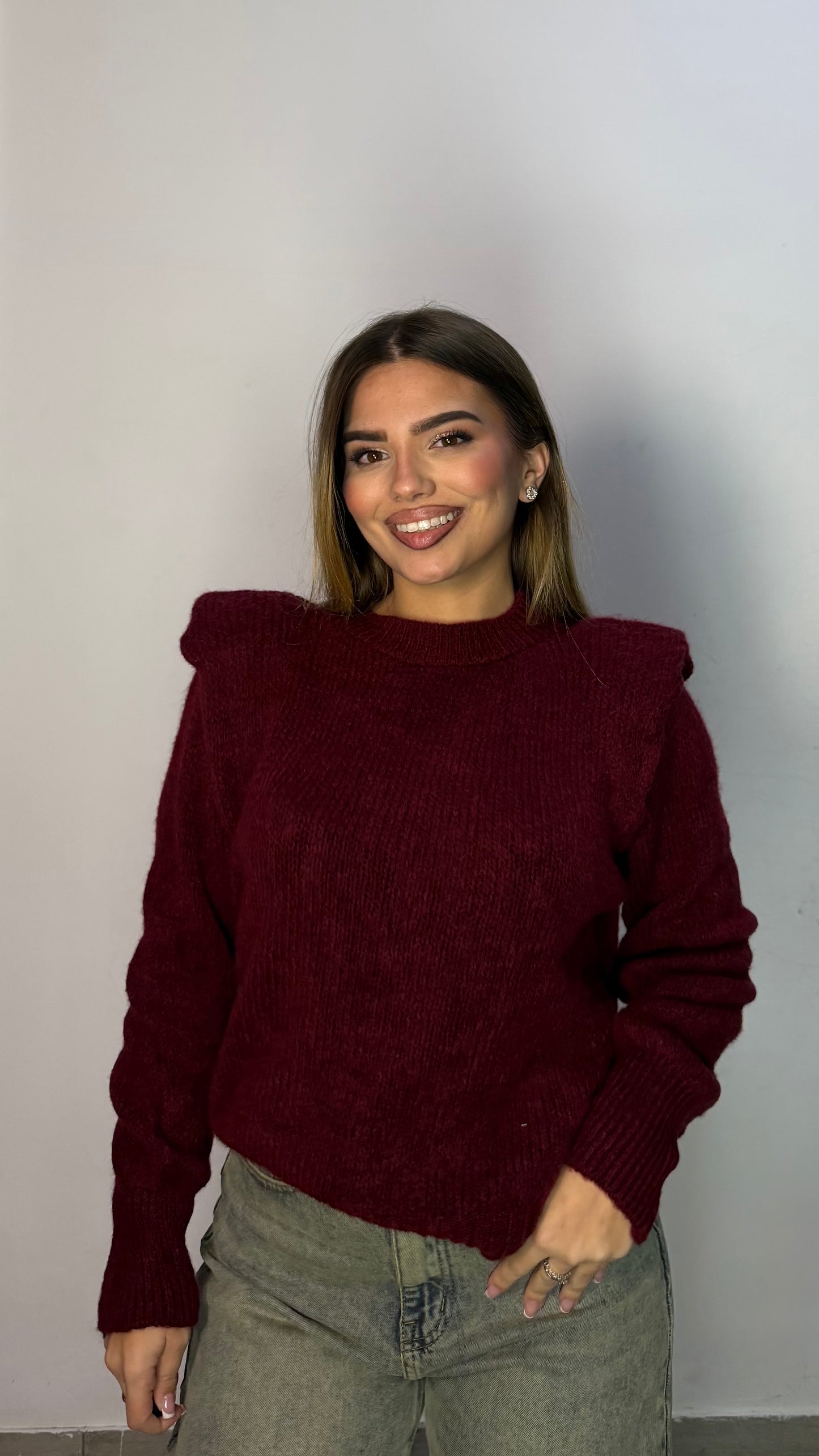 Maglioncino Tessa Bordeaux con spallina 3101