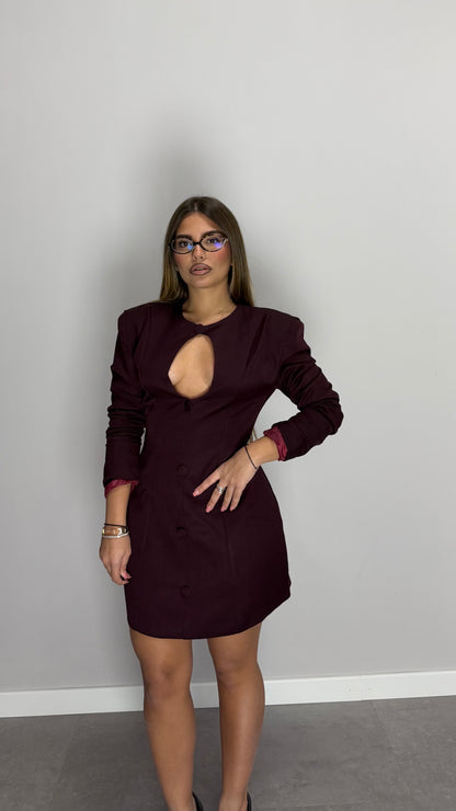 Dress Celine Bordeaux con Fibbia su punto vita 683