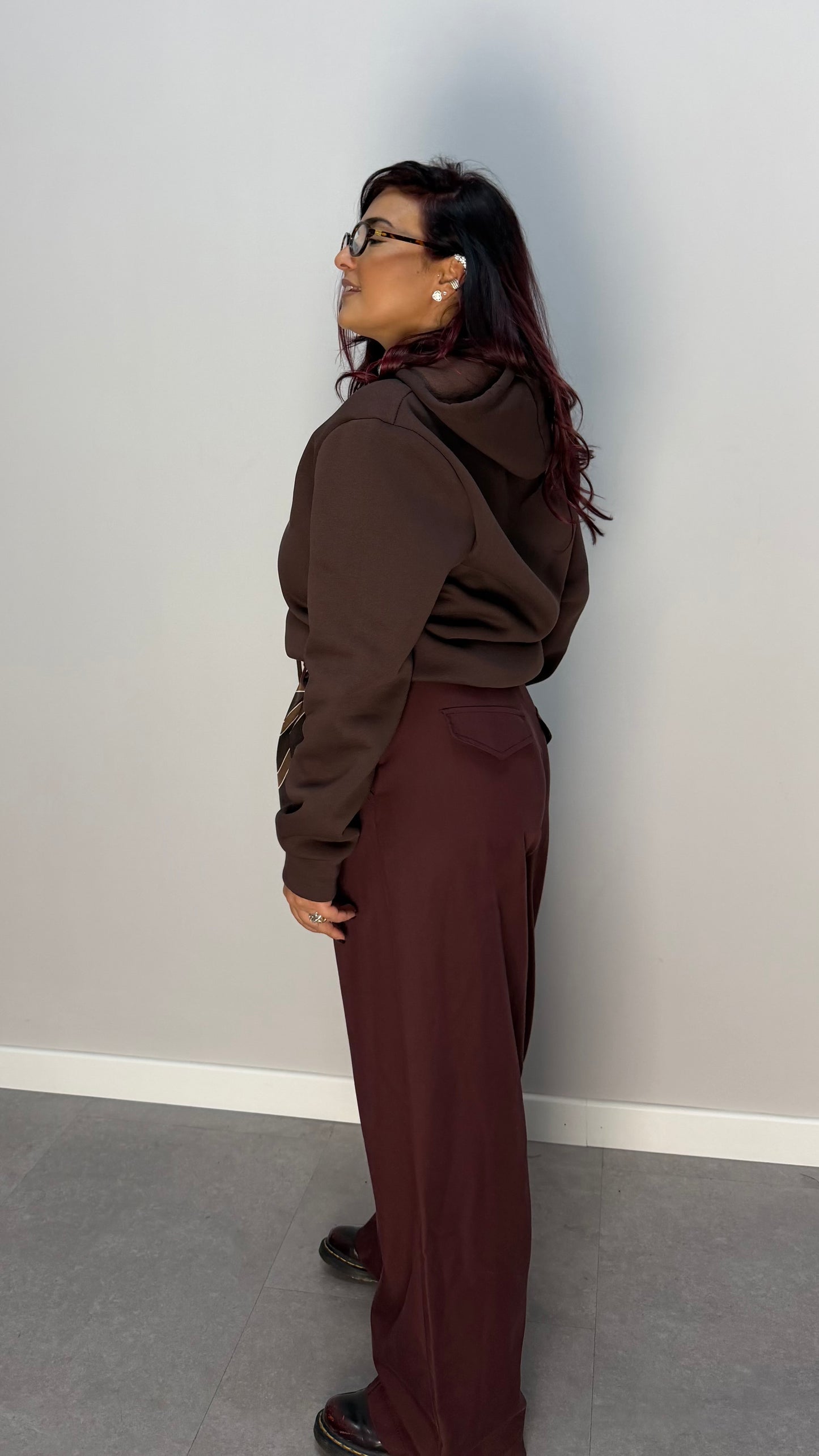 Felpa Warmly con Cappuccio Felpata Marrone FD38061