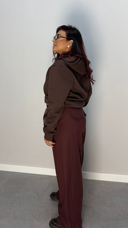 Felpa Warmly con Cappuccio Felpata Marrone FD38061