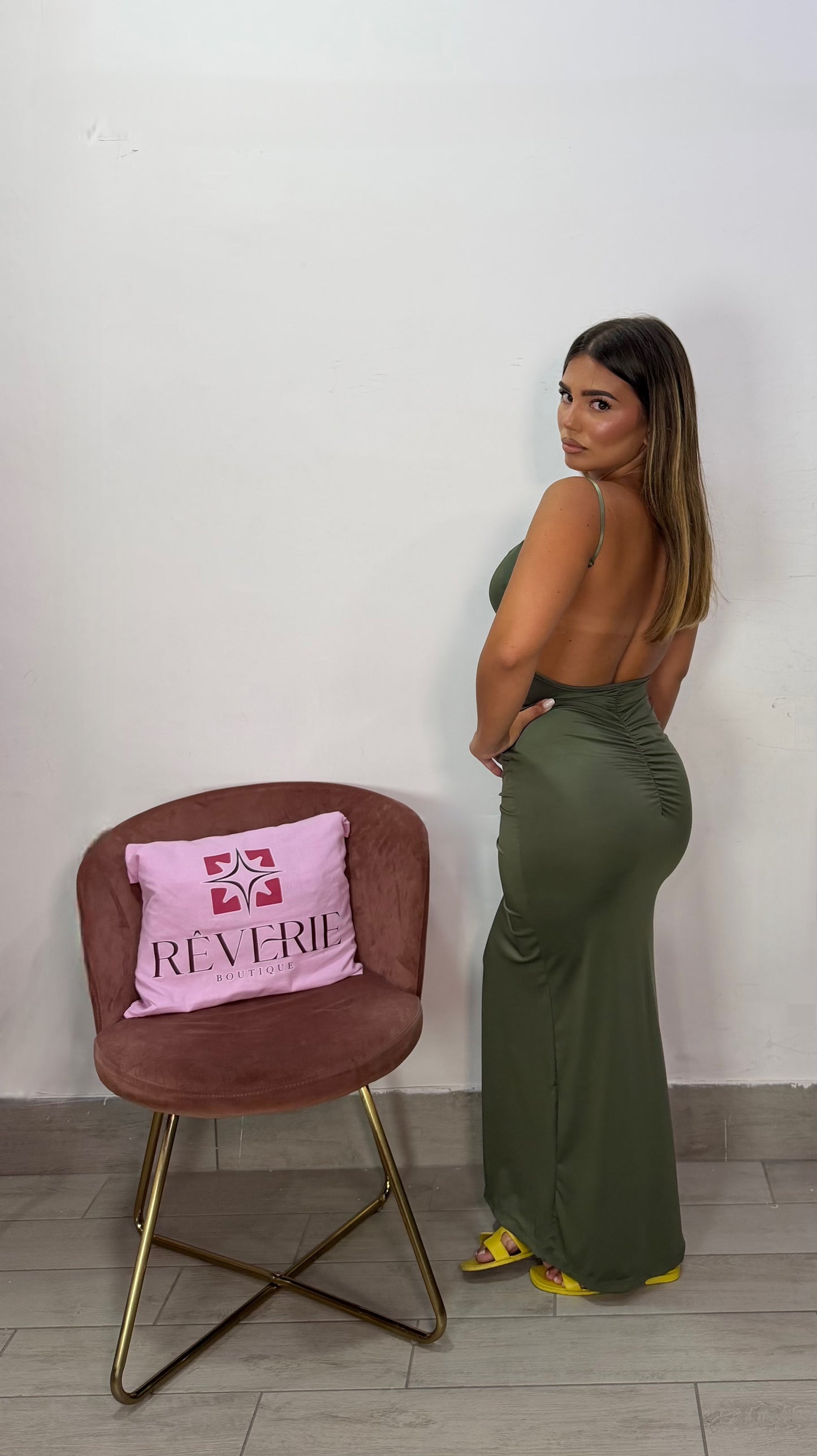 Dress Lisa Verde in Lycra con drappeggio 16724