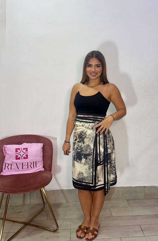 Gonna Pareo Saint Tropez in raso a fantasia 48521