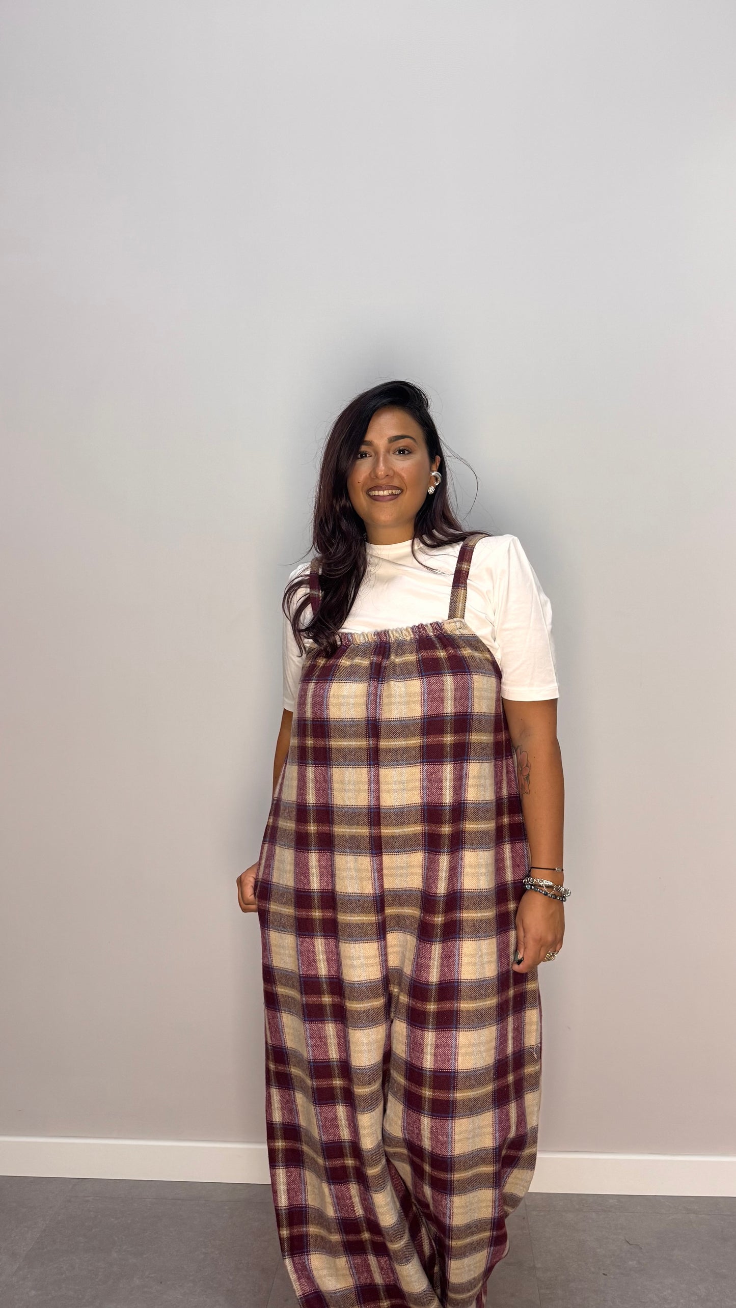 Salopette in Flanella Checkland Bordeaux 25696